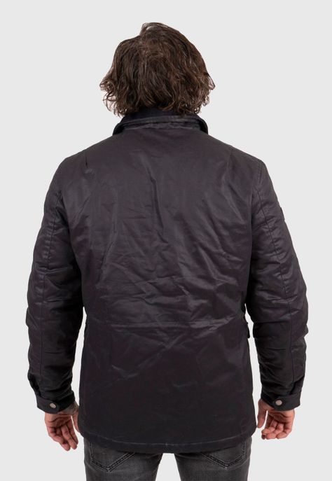 Canvas Waxed Jacket Black Bubba-1
