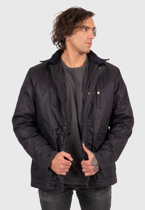 Canvas Waxed Jacket Black Bubba-2