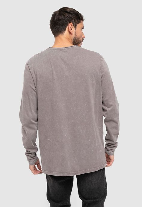 Henley Tee Light Grey  Black Bubba-1
