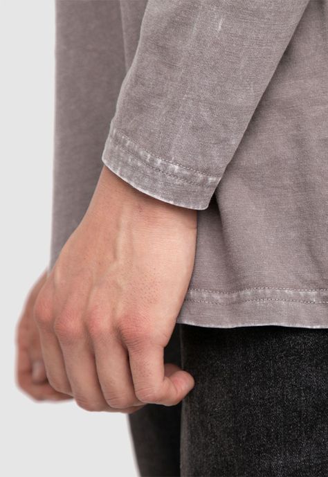 Henley Tee Light Grey  Black Bubba-3