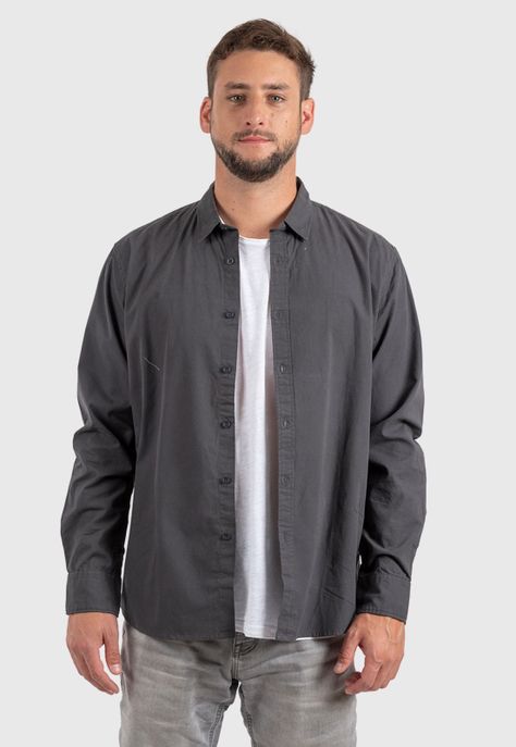 Cotton Shirt Dust Smoke Black Bubba-0