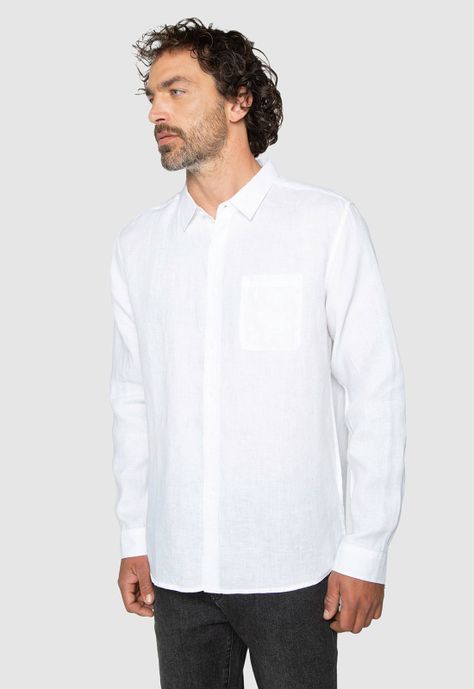Long Shirt Linen White Black Bubba-0