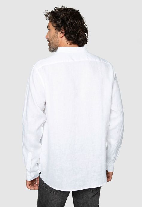 Long Shirt Linen White Black Bubba-1
