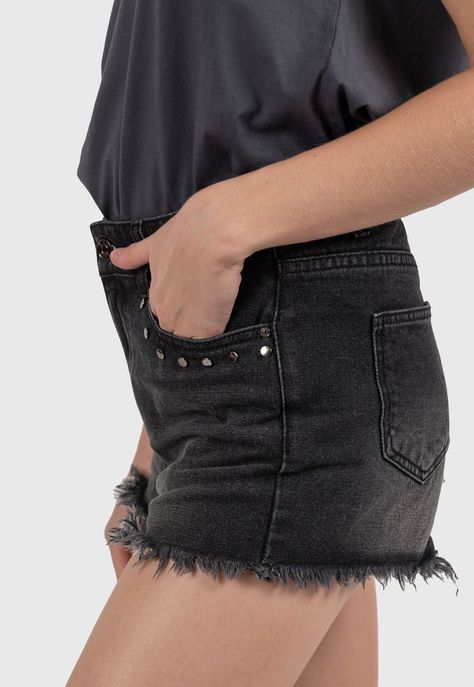 Women Denim Short  Black Bubba-1