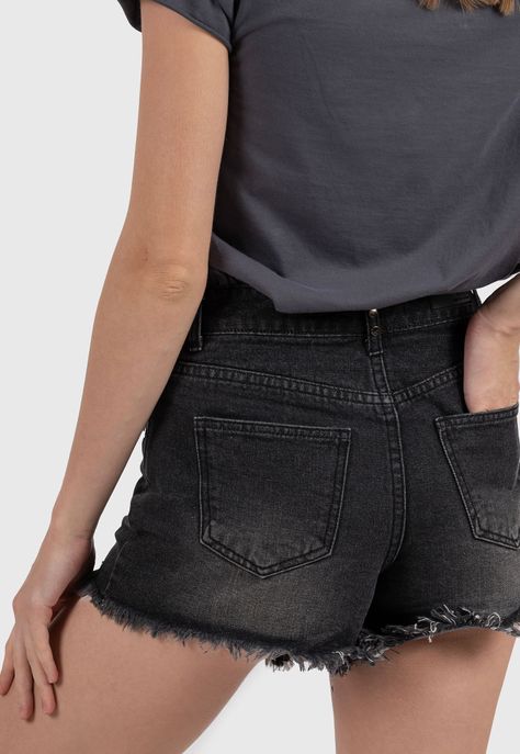 Women Denim Short  Black Bubba-2