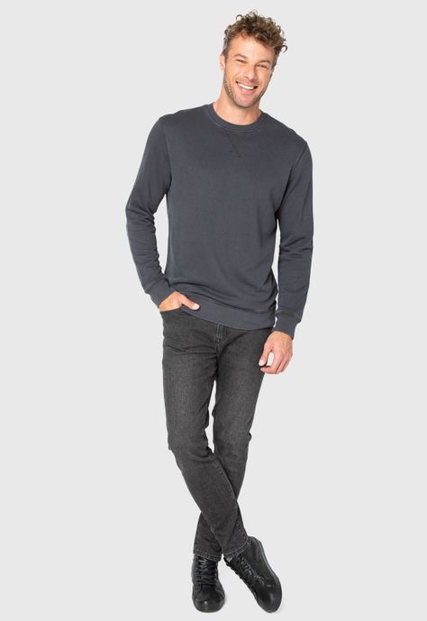 Classic Crewneck Dark Grey  Black Bubba-2