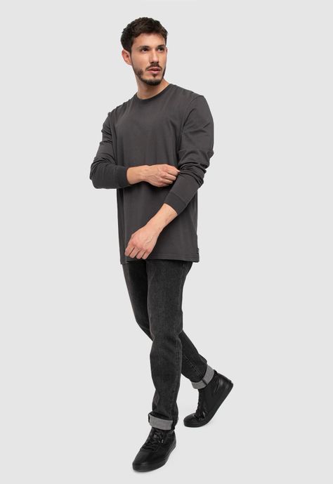 Long Shirt Dark Grey  Black Bubba-0
