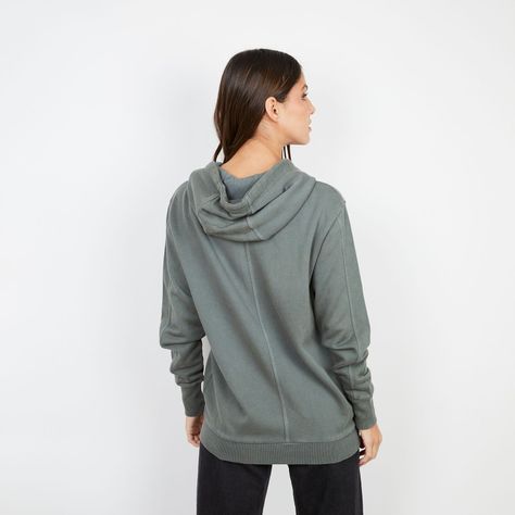 Women Zipper Hoodie Dusty Mint Black Bubba-1