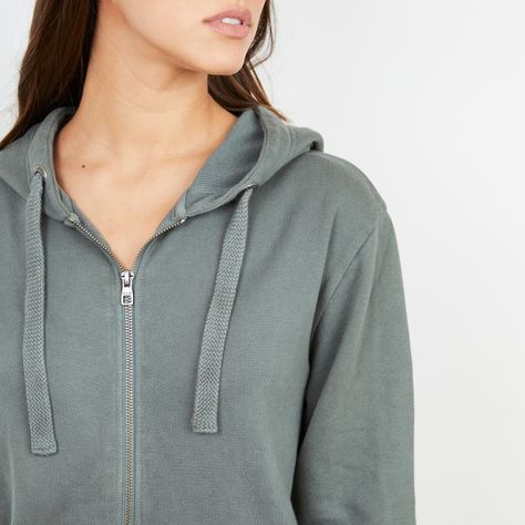 Women Zipper Hoodie Dusty Mint Black Bubba-2