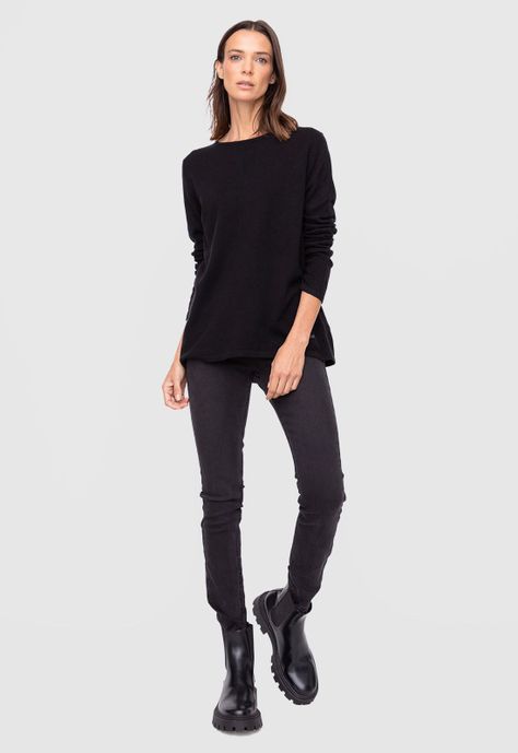Women Sweater Solid Black  Black Bubba-4