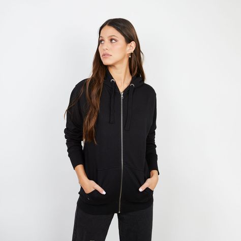 Women Zipper Hoodie Velvet Black Bubba-0