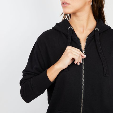 Women Zipper Hoodie Velvet Black Bubba-2