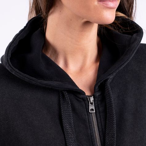 Women Zipper Hoodie Velvet Black Bubba-3
