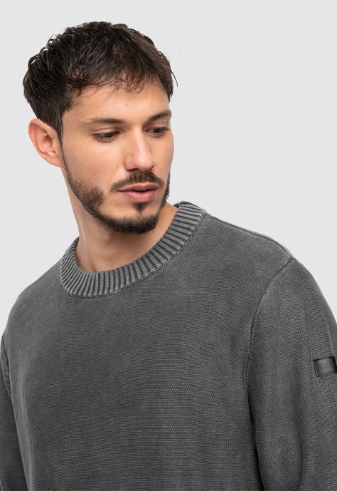 Sweater Grey Melange Black Bubba-2
