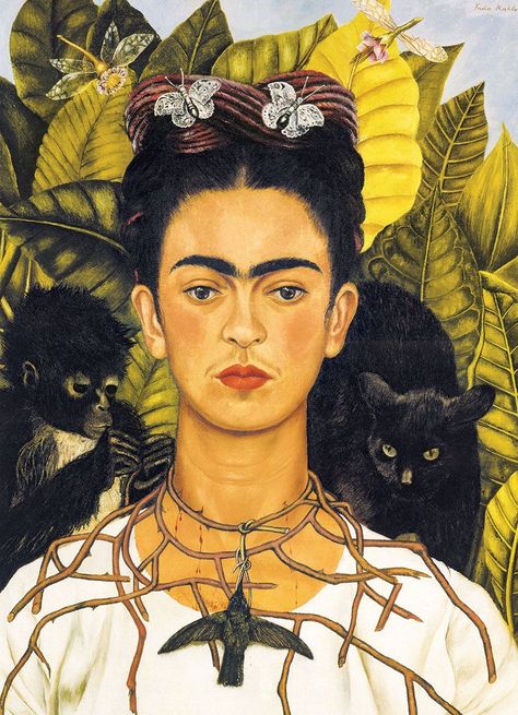 Autorretrato con collar de espinas y colibrí-1