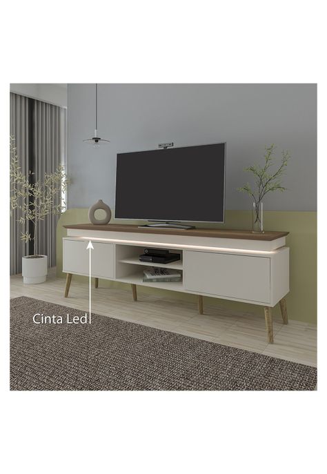 Rack TV 75" Luz LED Lumina Café y Beige-1