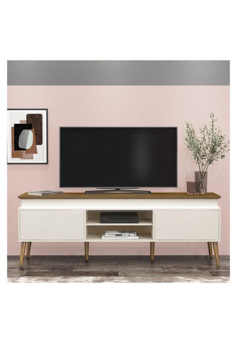 Rack TV 75" Luz LED Lumina Café y Beige-2