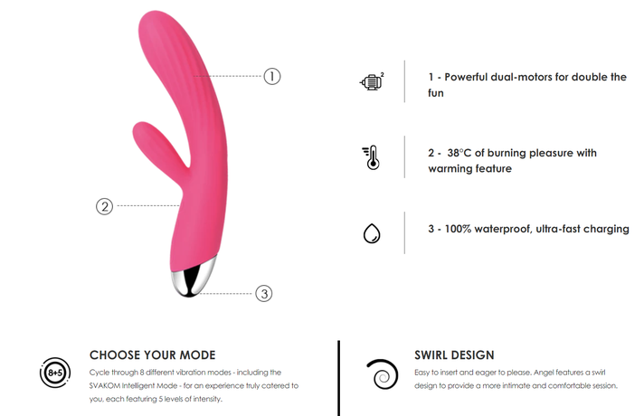 Angel Vibrador Dual con calentador Svakom-5