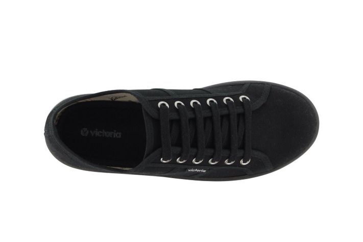 Zapatilla Victoria Plataforma Negra Algodon 7 Cm-2