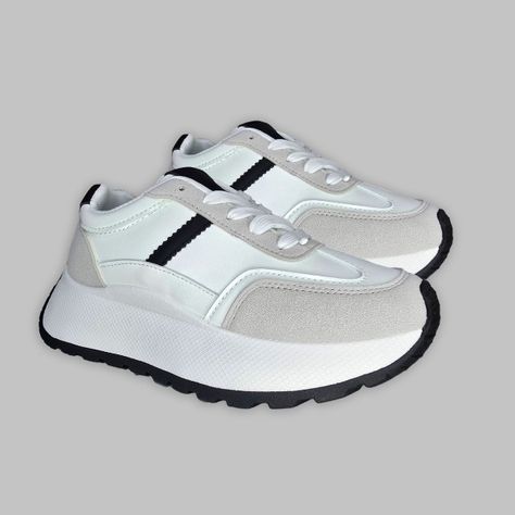 Zapatillas Plataforma Mujer | Urbanas Blancas de Moda - 7684-2