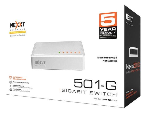 Switch Nexxt Essential Naxos501-g 5 Puertos 1gbps Gigabit-1
