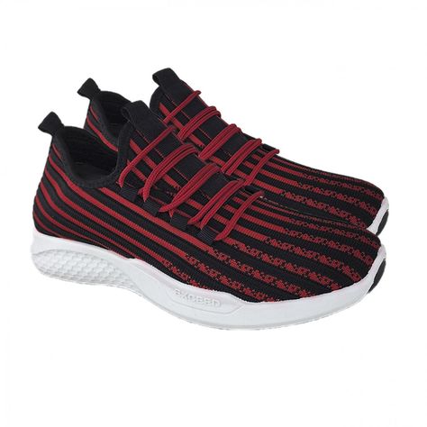 Zapatillas Deportivas Running Negro Rayas Rojo 3205-2