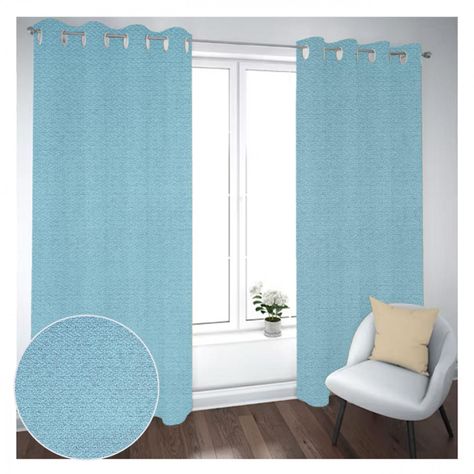 Cortina Black Out 2 Paños Decorativa Color Azul N°69 (140X230)-0