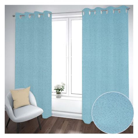 Cortina Black Out 2 Paños Decorativa Color Azul N°69 (140X230)-1