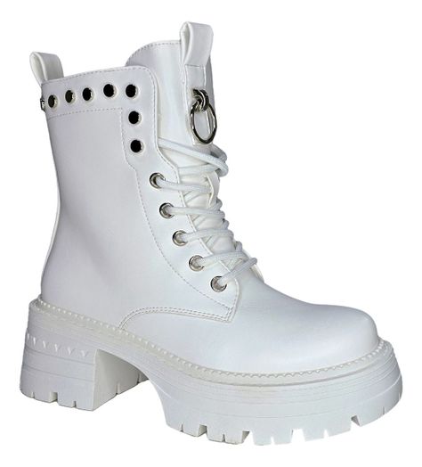 Bototos Moda Urbana | Blanco con Tachas y Plataforma - 7726-0