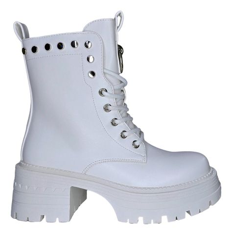 Bototos Moda Urbana | Blanco con Tachas y Plataforma - 7726-1