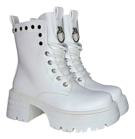 Bototos Moda Urbana | Blanco con Tachas y Plataforma - 7726-3