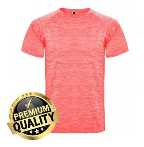 Polera Deportiva De Poliéster Manga Corta Jaspeado - Naranjo-0