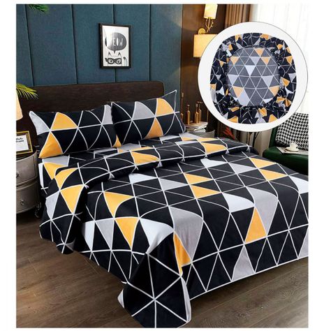 Sabanas Premium 100% Algodón 2.5 Plazas King Negro Triangulo-1