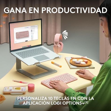 Teclado Bluetooth Logitech Pebble Keys 2 K380s Rosa Español-3