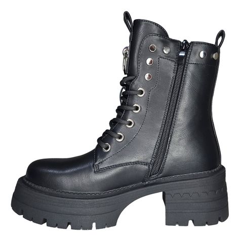 Bototos Mujer Negros | Estilo Grunge Tachas Cordones - 7725-2