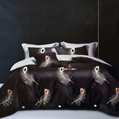 JUEGO DE SABANAS 2.5 PLAZAS KING PLUMAS BLACK 630-0