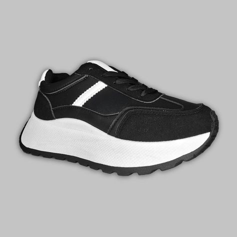 Zapatillas Negras Urbanas | Diseño Moderno y Plataforma - 7686-0