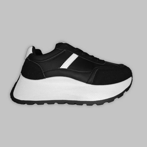 Zapatillas Negras Urbanas | Diseño Moderno y Plataforma - 7686-1