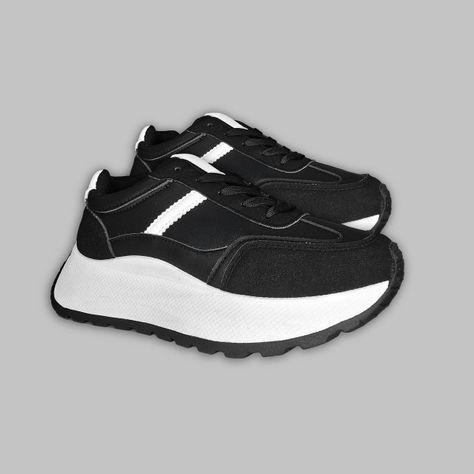 Zapatillas Negras Urbanas | Diseño Moderno y Plataforma - 7686-2