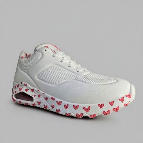 Zapatillas Moda Mujer | Blancas con Corazones Modernas - 7697-0