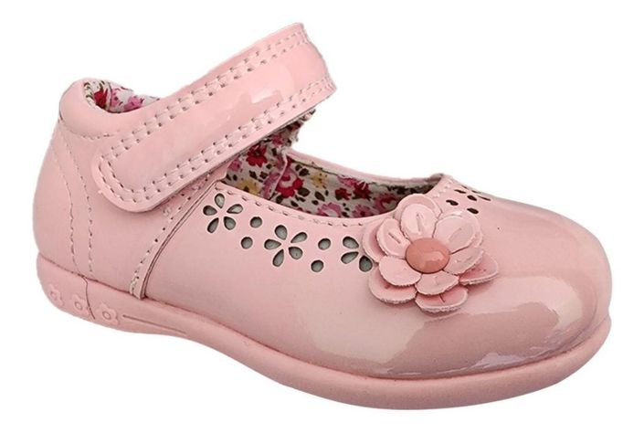 Zapato Infantil Niña Charol Fiestas Navidad Bautizo Rosado 7003-1