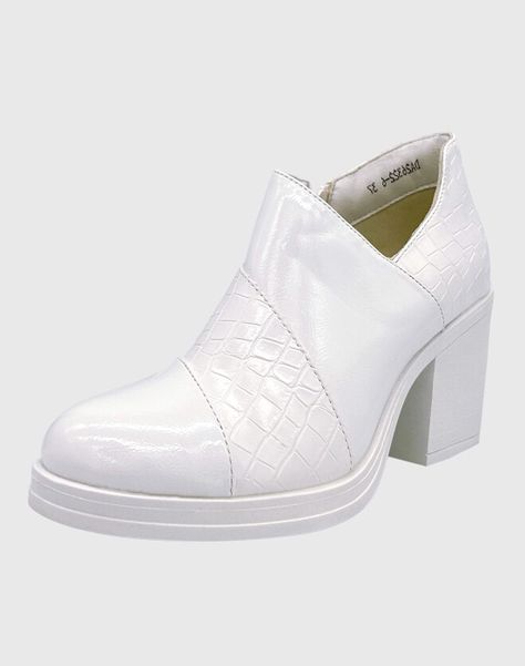 Botin para mujer charol con taco Blanco-0