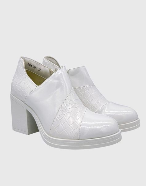 Botin para mujer charol con taco Blanco-2