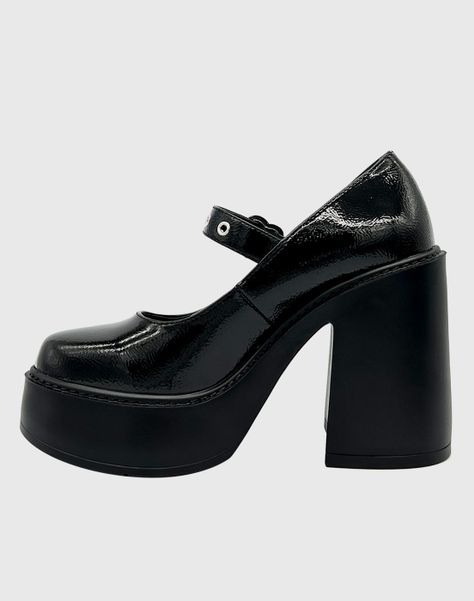 Zapato charol para mujer con taco alto Negro Danicolle-1
