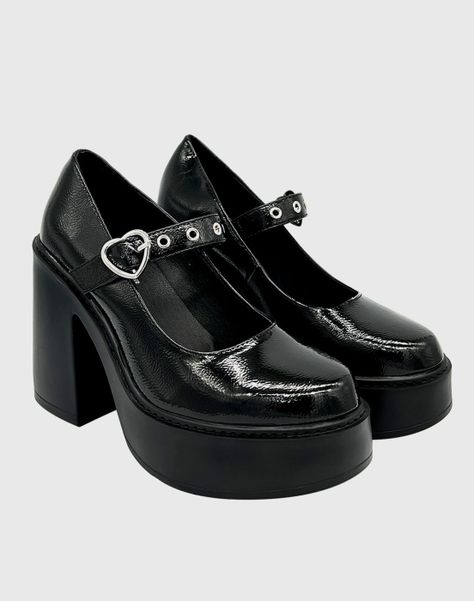 Zapato charol para mujer con taco alto Negro Danicolle-2