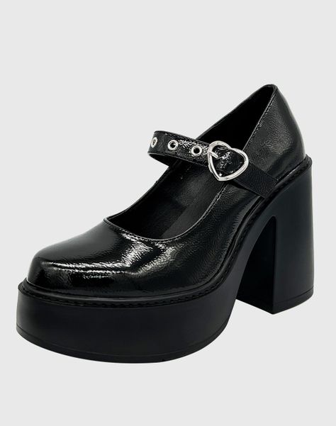 Zapato charol para mujer con taco alto Negro Danicolle-3