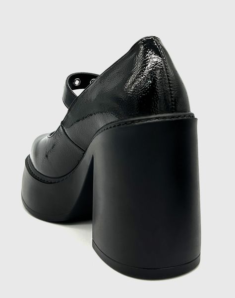 Zapato charol para mujer con taco alto Negro Danicolle-4