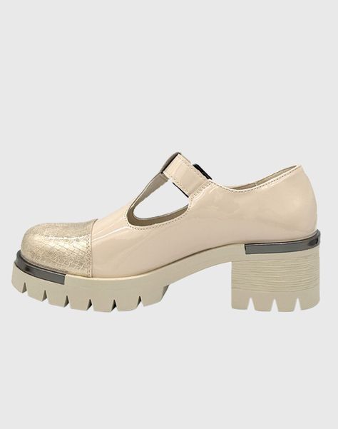 Zapato para mujer con taco bajo Mary jane Blanco-1