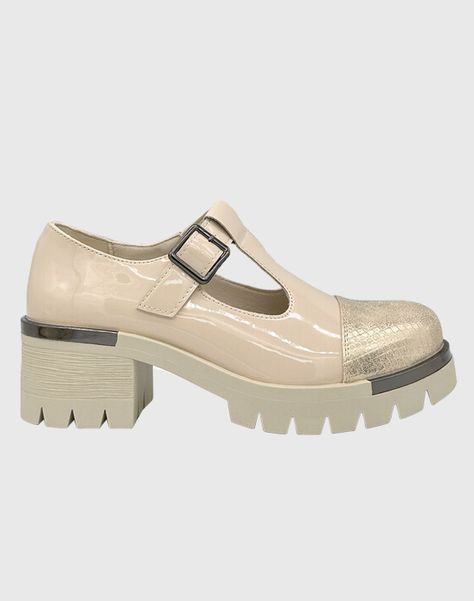Zapato para mujer con taco bajo Mary jane Blanco-3