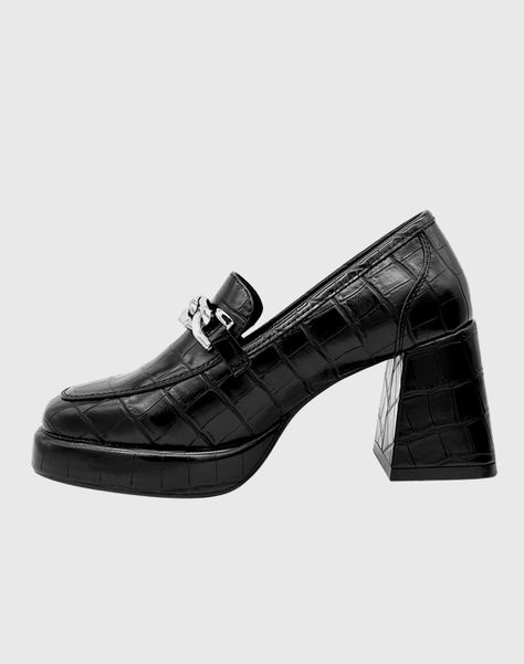 Zapato para mujer con taco y cadena Negro-1